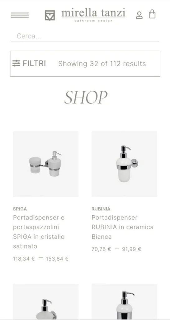 Shop e filtri